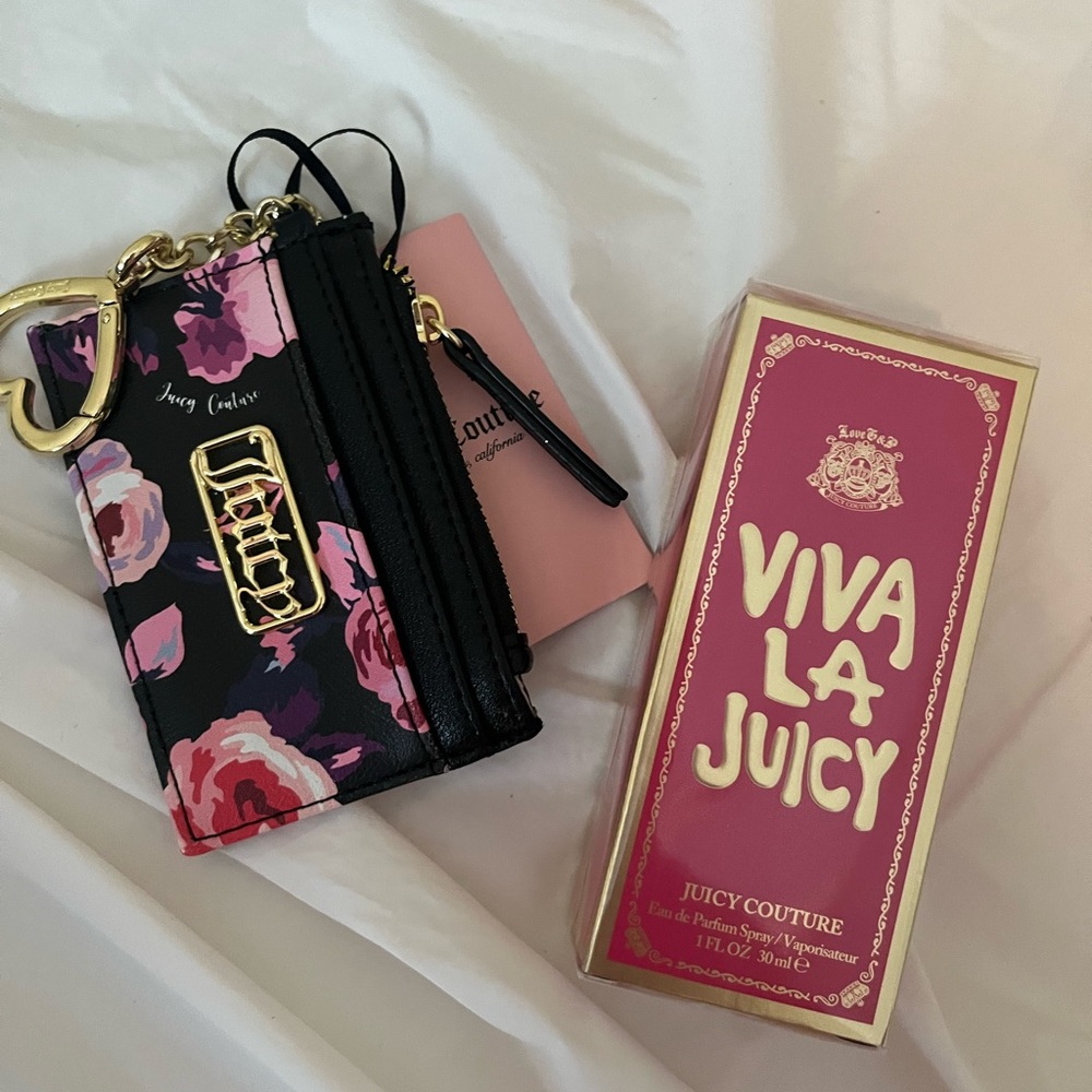 Juicy Couture card/change wallet and perfume.